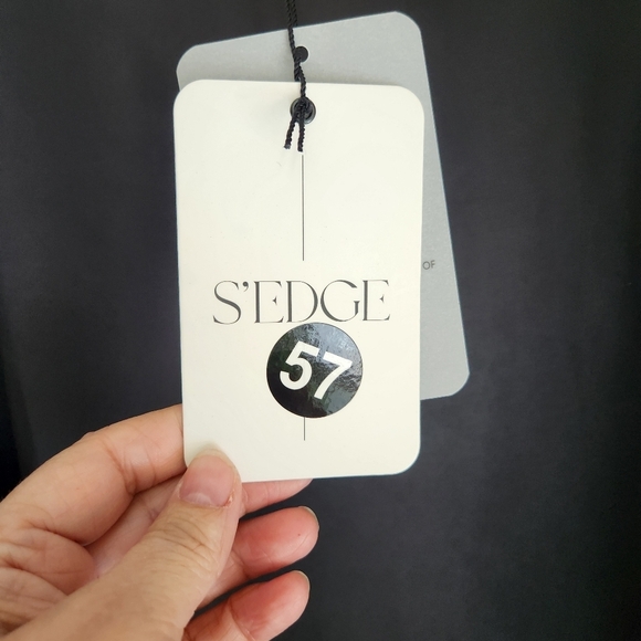 Sedge Womens Elegant Black Satin Top Size L.  NWT Goth Vamp. Quiet Luxury - Picture 3 of 9